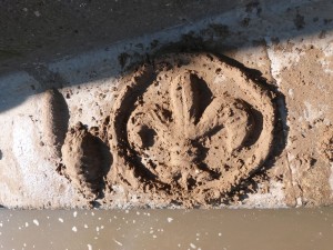 44-Scout logo made of sand